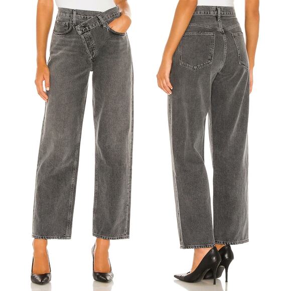 AGOLDE Criss Cross Straight Jeans Synchronize Black Gray Size 24 - Picture 1 of 6